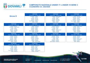 Calendario Under 15 e 17 Serie C