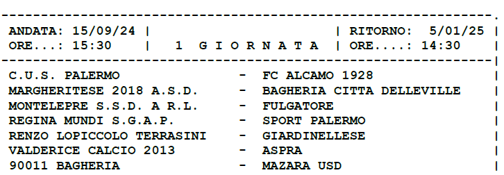 prima giornata in Promozione